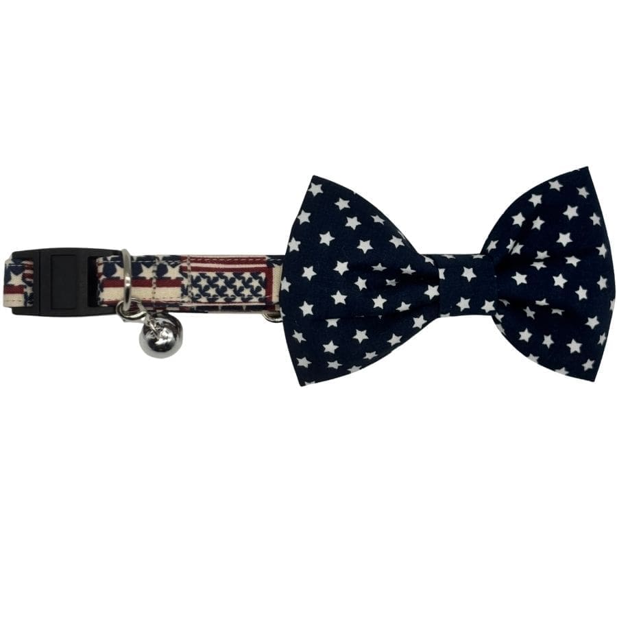 patriot patchwork bowtie collar for dogs and cats