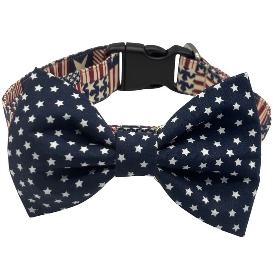 patriot patchwork bowtie collar for dogs and cats