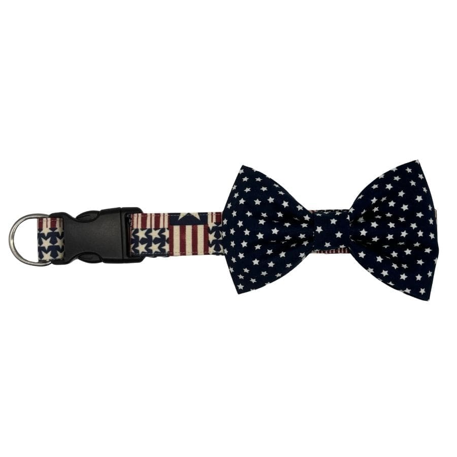 patriot patchwork bowtie collar for dogs and cats
