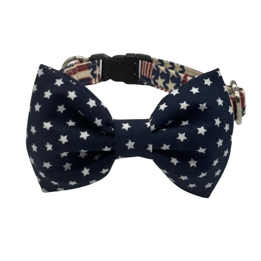 patriot patchwork bowtie collar for dogs and cats