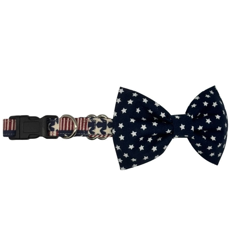 patriot patchwork bowtie collar for dogs and cats