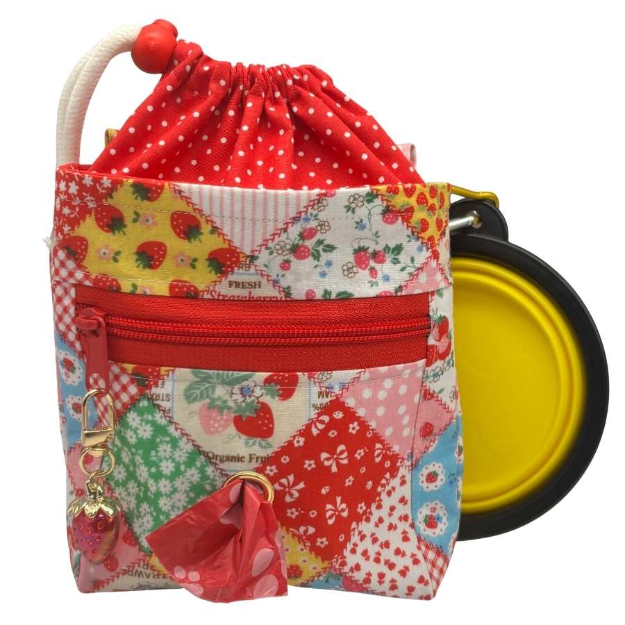 strawberry patchwork doggy training bag