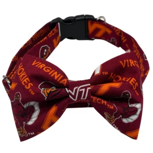 Virginia Tech Hokies themed dog collar bow tie.