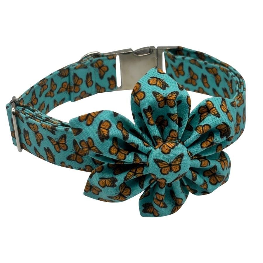 Monarch Flutter Flower Adjustable Teal Collar