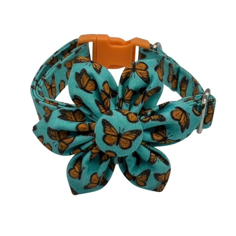 Monarch Flutter Flower Adjustable Teal Collar - Image 3